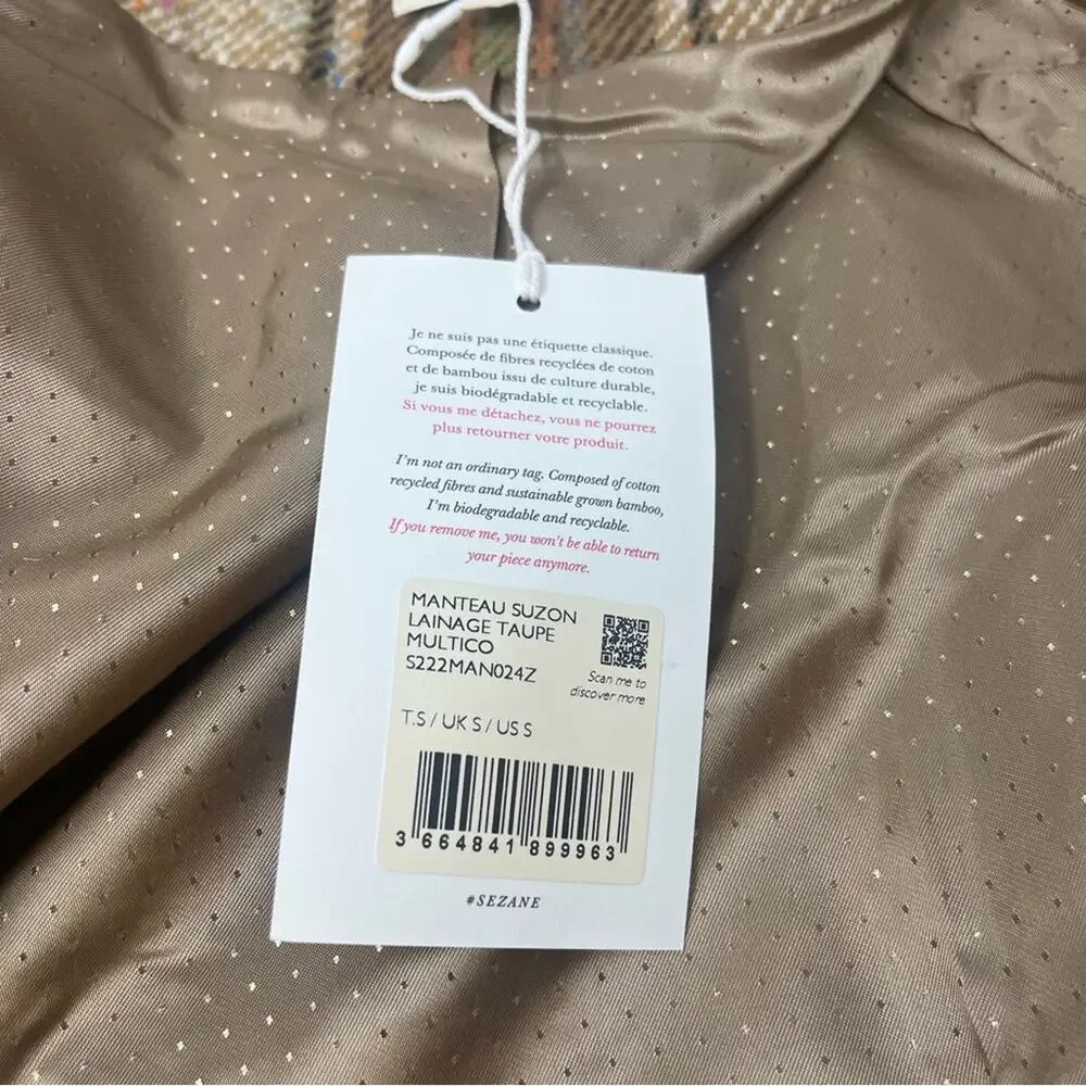 Sezane Suzon Plaid Coat NWT - Picture 8 of 9
